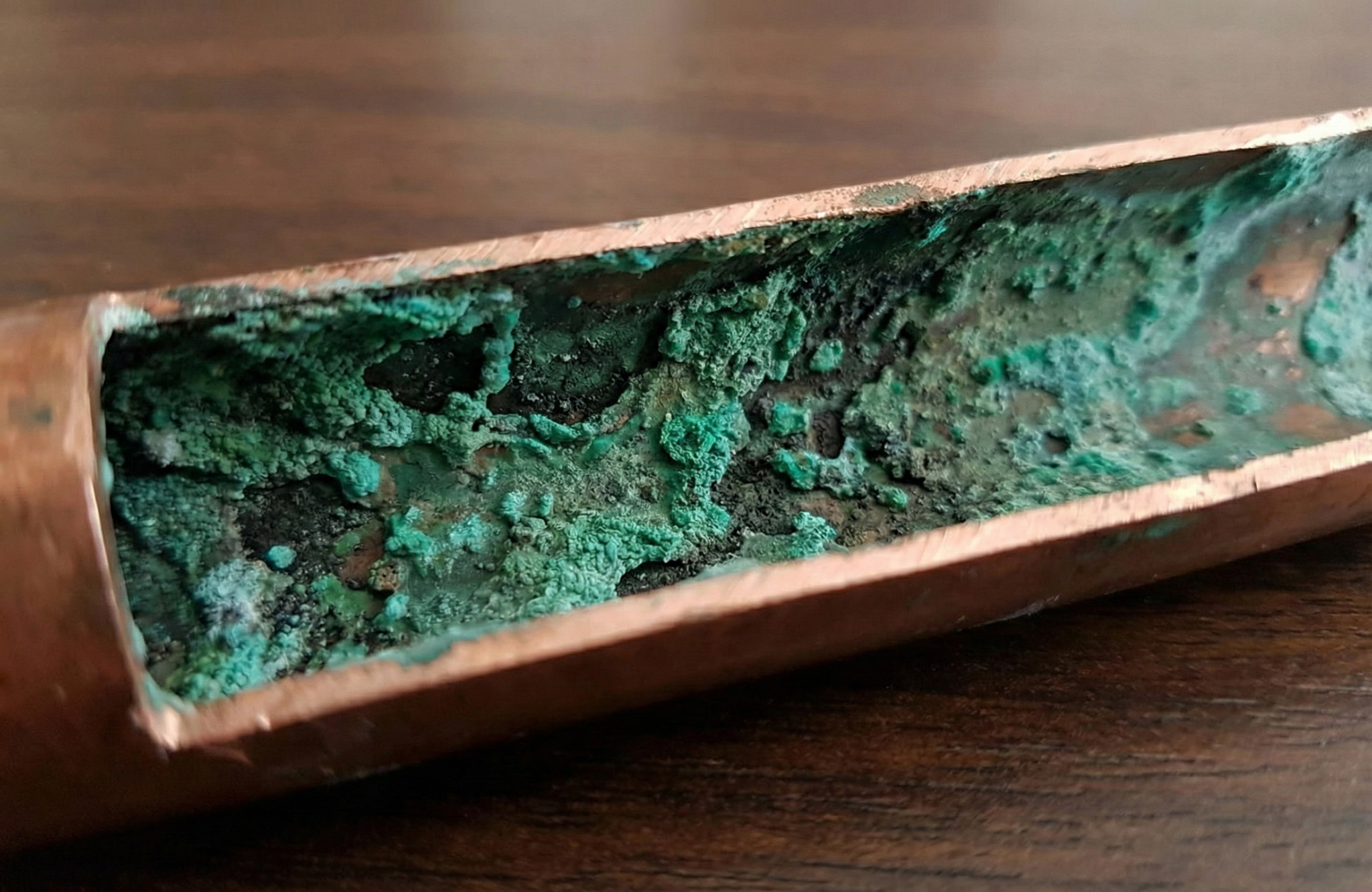 Corroded pipe interior — before ANMAC treatment